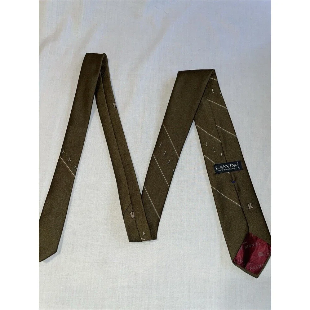 Lanvin Men’s Dress Tie Size 54” Brown 100% Silk Formal Business City